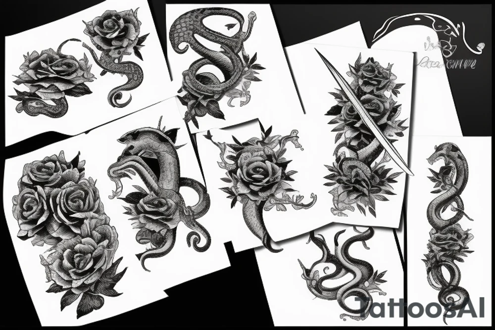 Fantasy,flowers,snake,sword tattoo idea