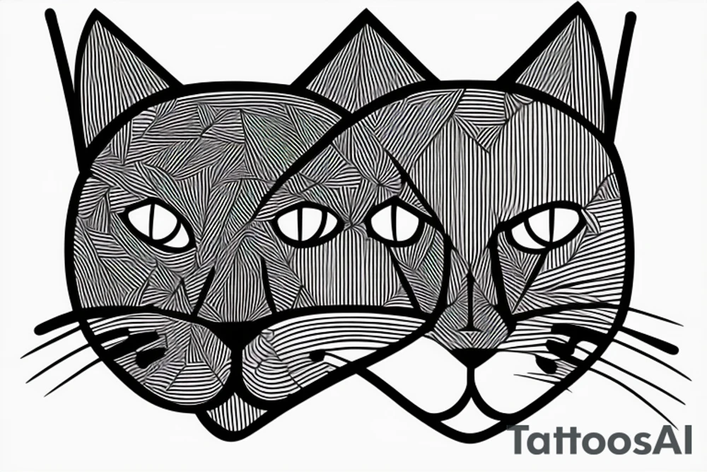 Cat made from lines tattoo idea