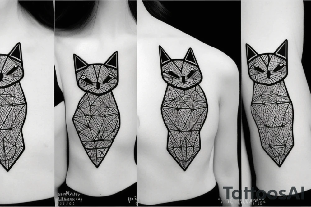 Geometric cat tattoo idea