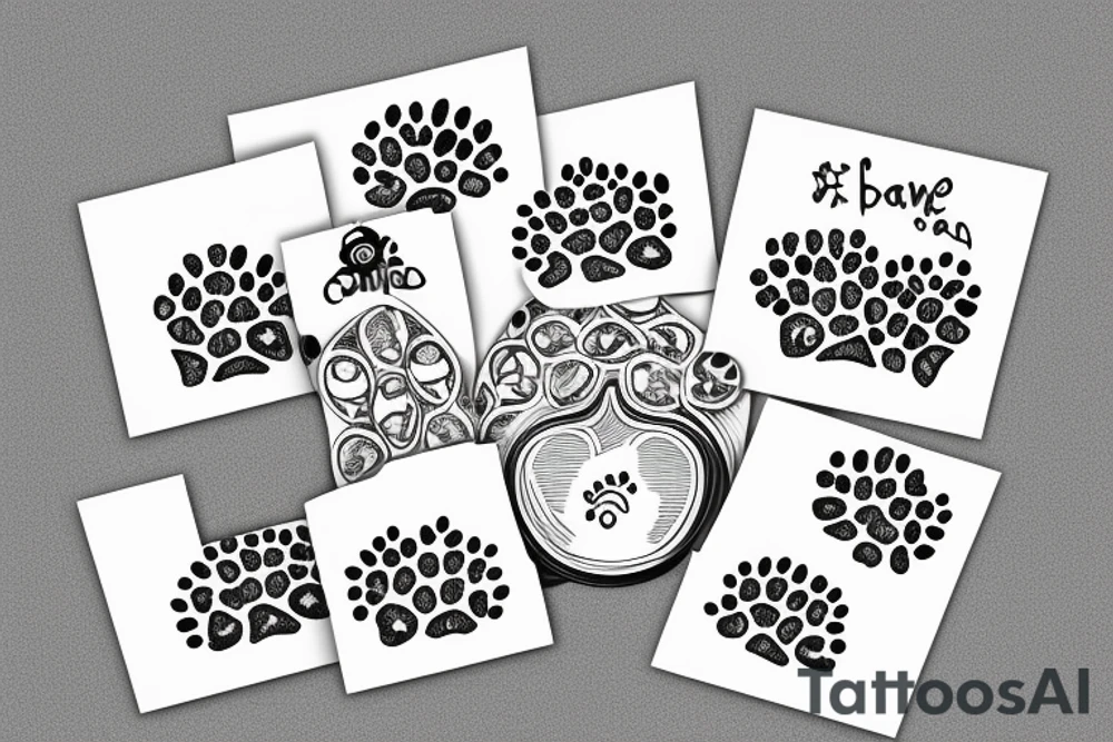 Fine line paw prints tattoo idea