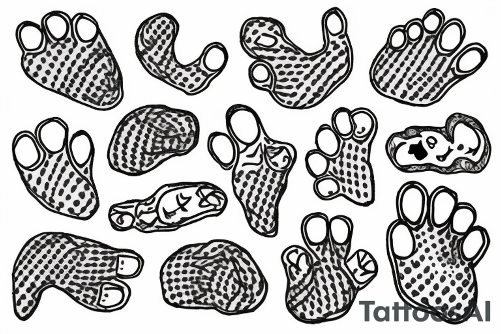Fine line paw prints tattoo idea