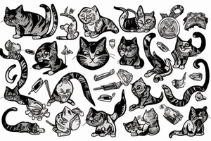 cat, witcher, flinstone tattoo idea