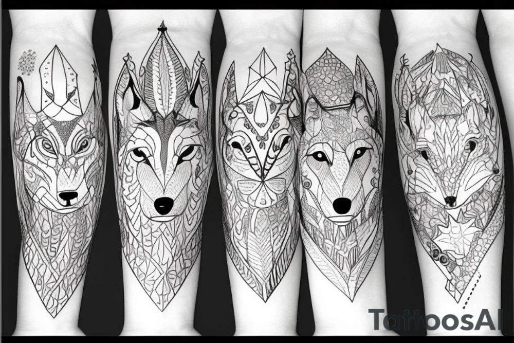 wolf in forest tattoo idea