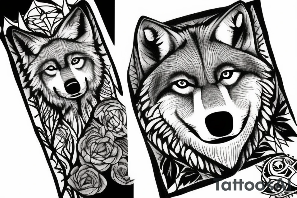 wolf in forest tattoo idea