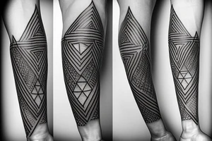 a king tattoo in shape of triangle with multiple single lines tattoo idea