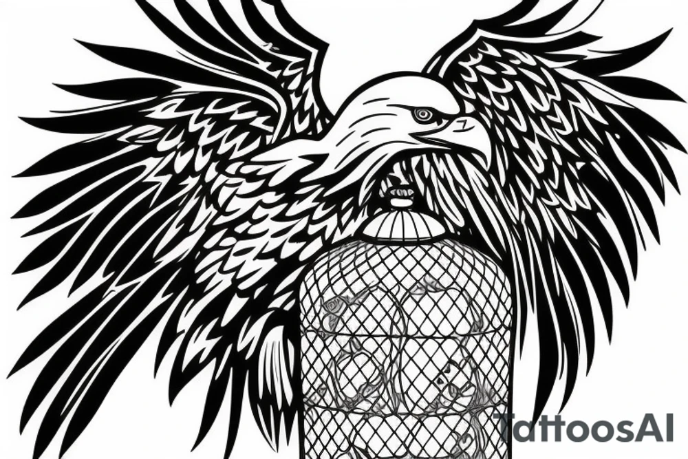 eagle in a cage tattoo idea