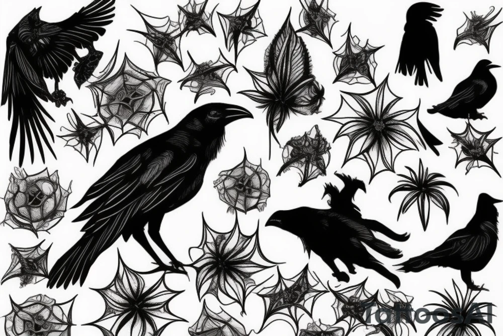 Spiderlily with a raven tattoo idea