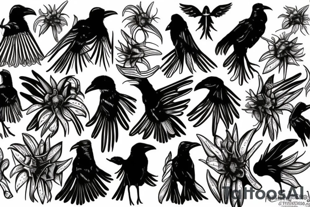 Spiderlily with a raven tattoo idea