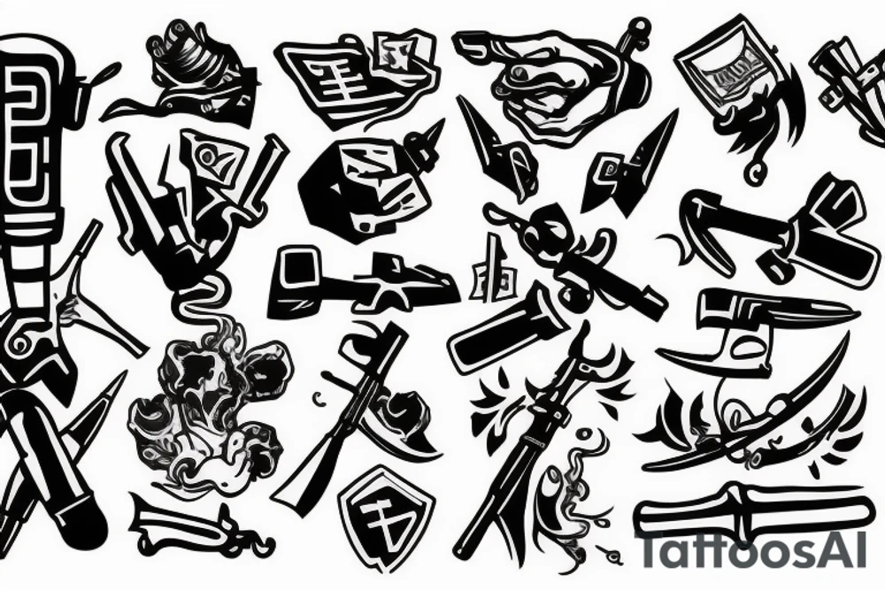 Money , war , fight , weapon tattoo idea