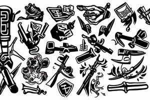Money , war , fight , weapon tattoo idea