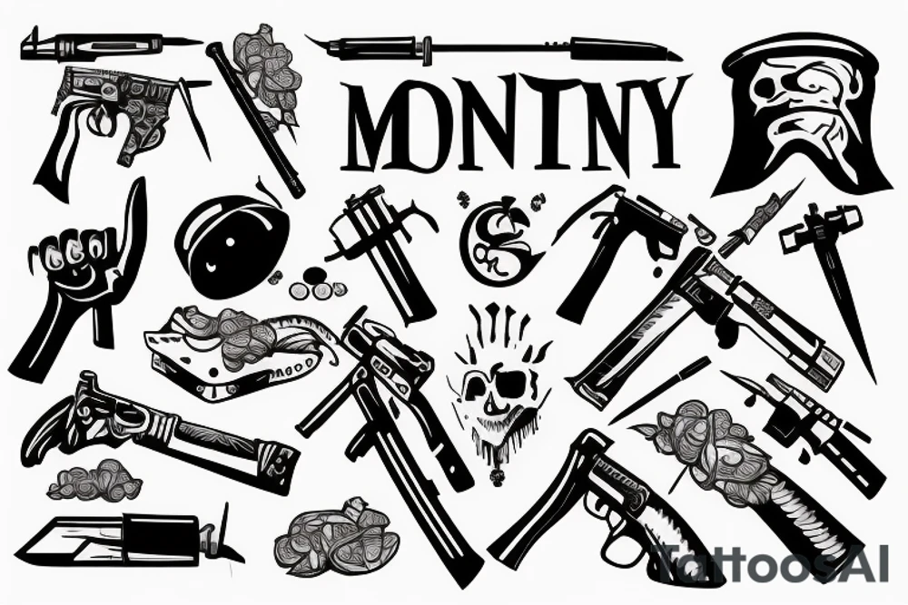 Money , war , fight , weapon tattoo idea