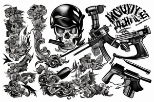 Money , war , fight , weapon tattoo idea