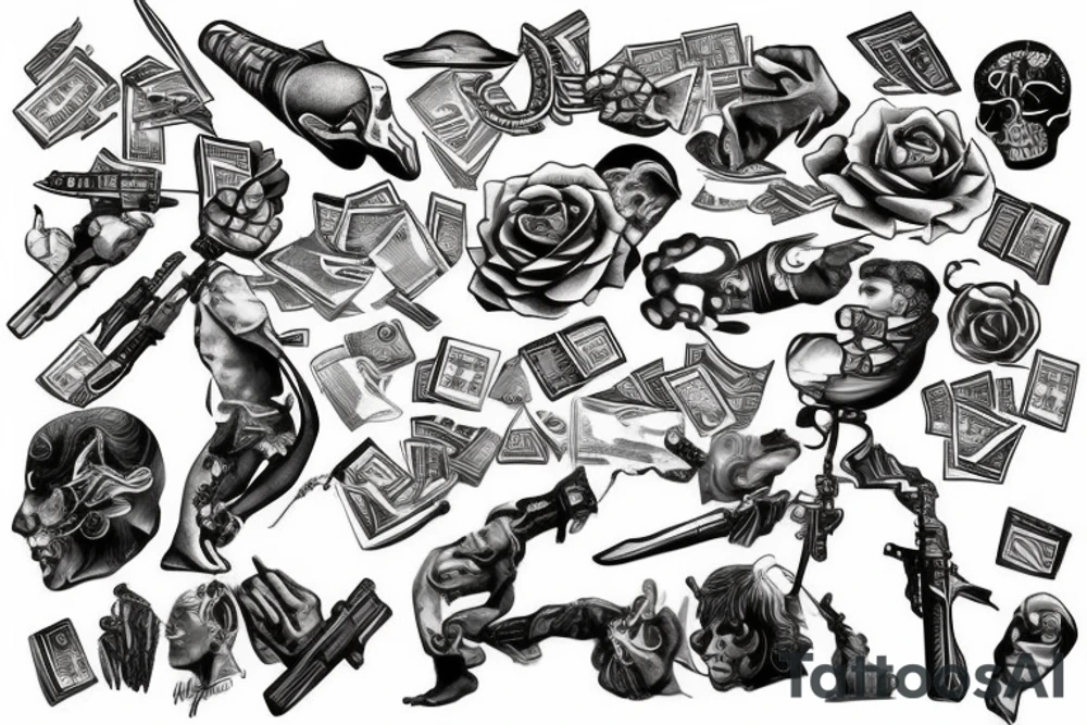Money weapon tattoo idea