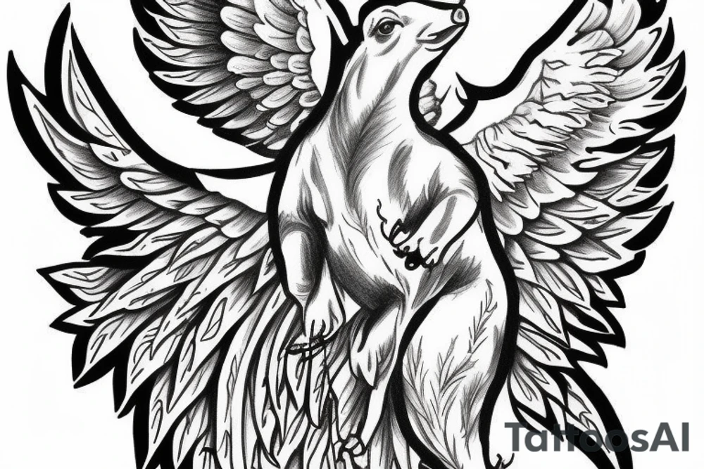 flying pig with an angels wings tattoo idea