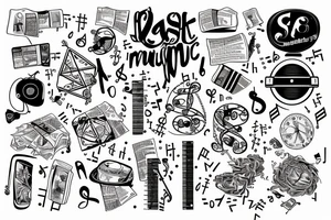 newspaper with maths music tattoo idea