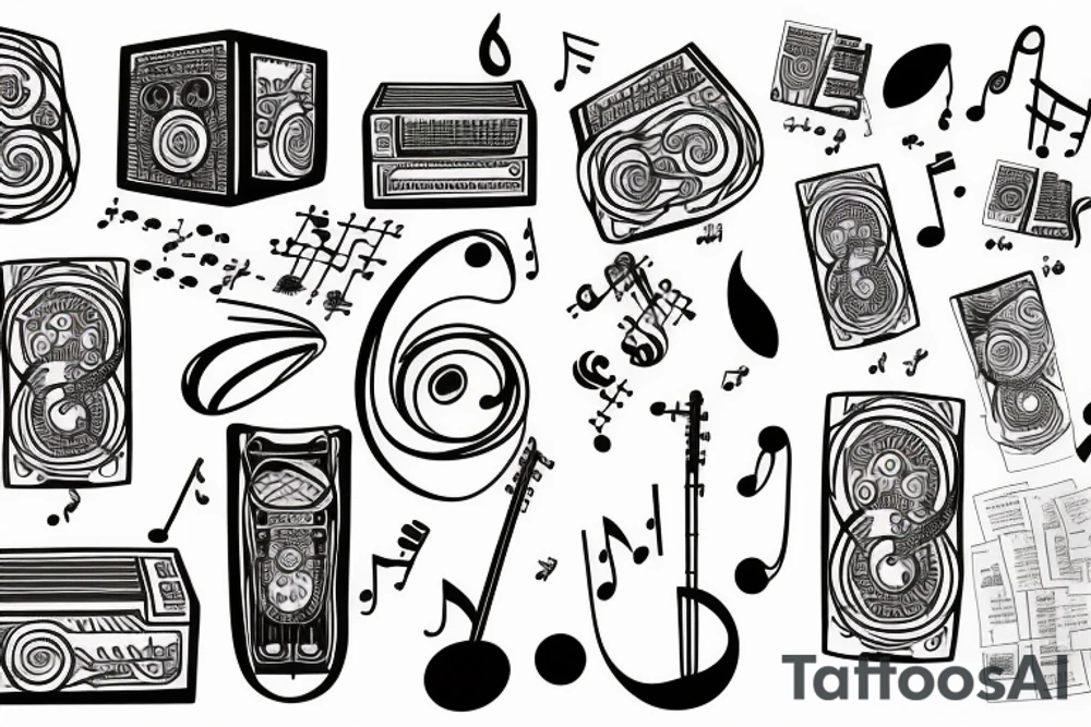 newspaper with maths music tattoo idea