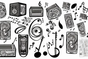newspaper with maths music tattoo idea