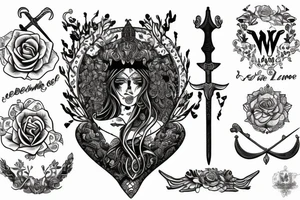 Sword with engraving of Femme Vie Liberte tattoo idea