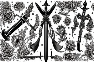 Sword with engraving of Femme Vie Liberte tattoo idea