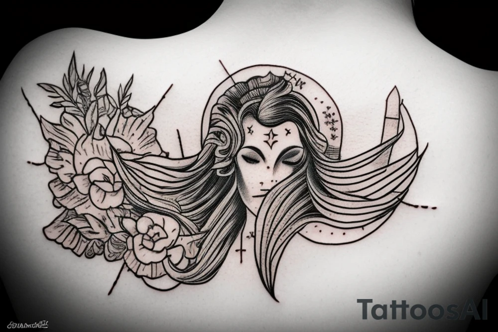 Sword with engraving of Femme Vie Liberte tattoo idea