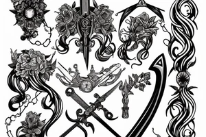 Sword with engraving of Femme Vie Liberte tattoo idea