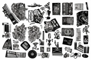 Travel Book filled with knowledge of music, sports and fashion tattoo idea