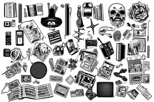 Travel Book filled with knowledge of music, sports and fashion tattoo idea