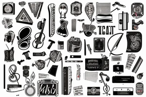 Travel Book filled with knowledge of music, sports and fashion tattoo idea