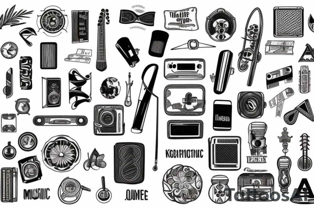 Travel Book filled with knowledge of music, sports and fashion tattoo idea