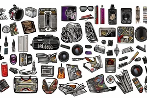 Travel Book filled with knowledge of music, sports and fashion tattoo idea