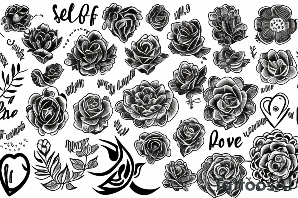 self love, flower, universe tattoo idea