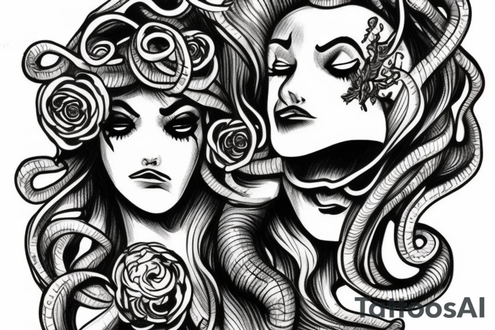 medusa crying tattoo idea