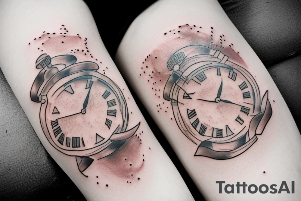 Melted timepiece tattoo idea