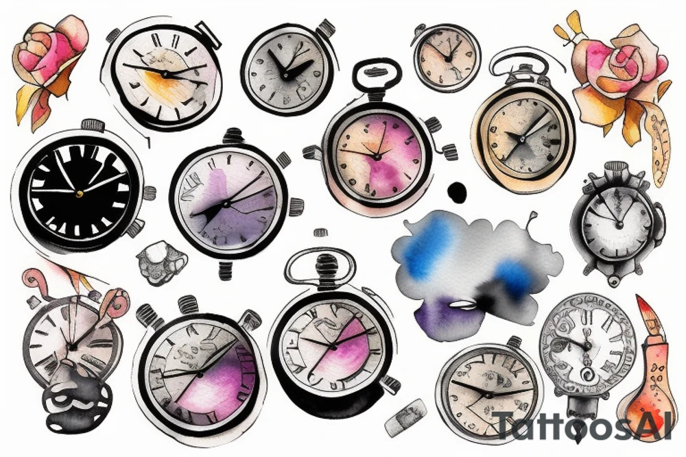 Melted timepiece tattoo idea