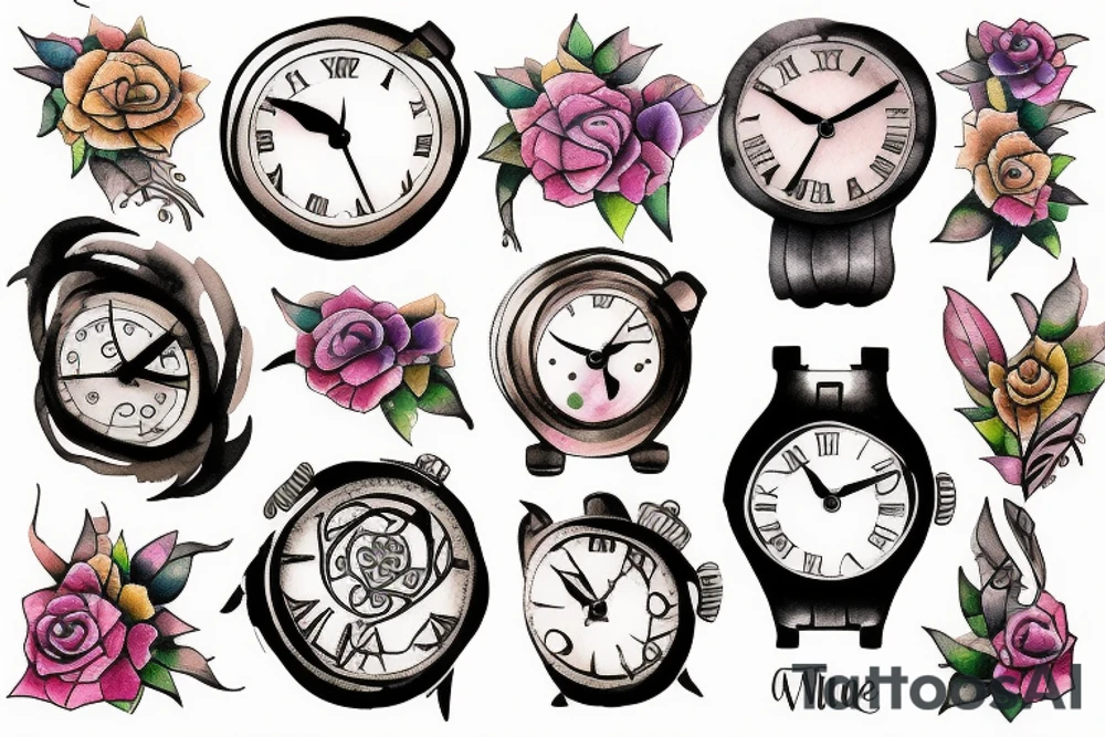 Melting timepiece tattoo idea
