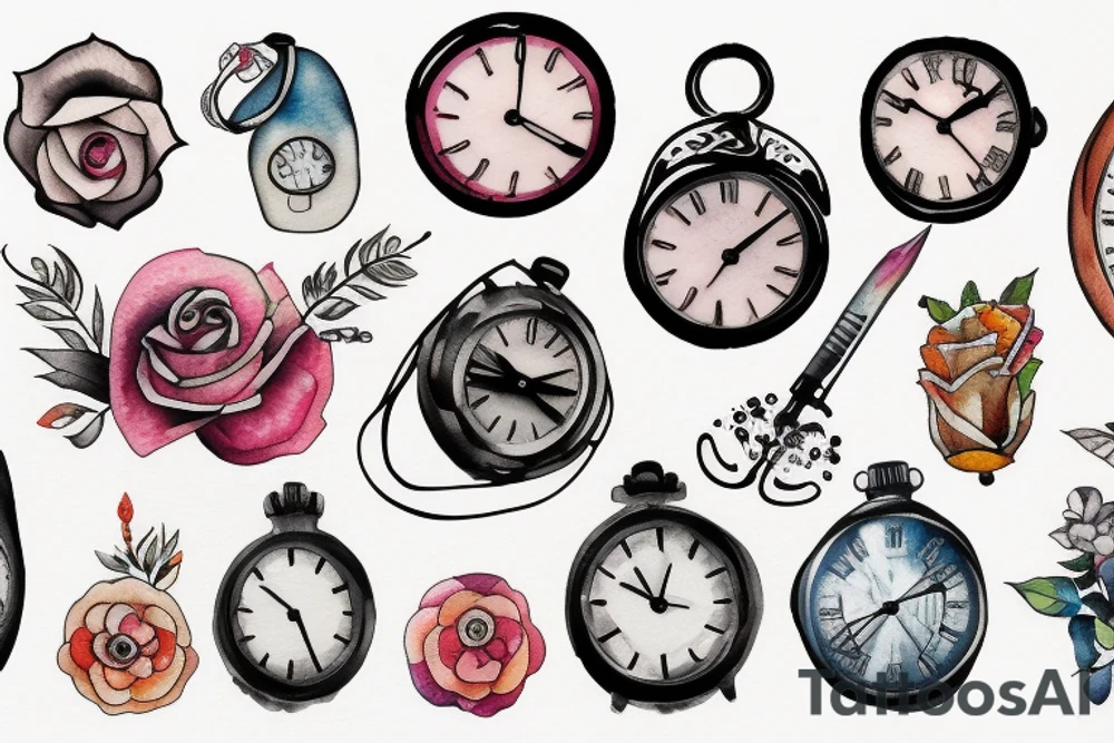 Melting timepiece tattoo idea