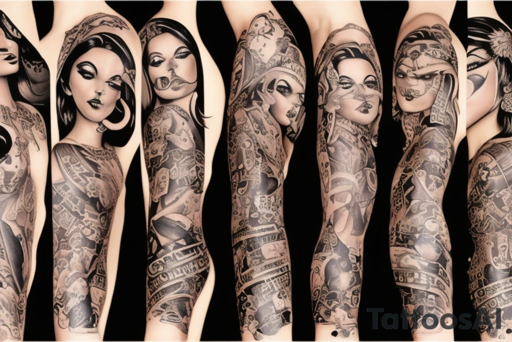 Thick sexy gangster goddess of money tattoo idea