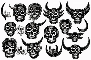Traditional devil with skull tattoo idea
