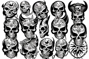 Traditional devil with skull tattoo idea