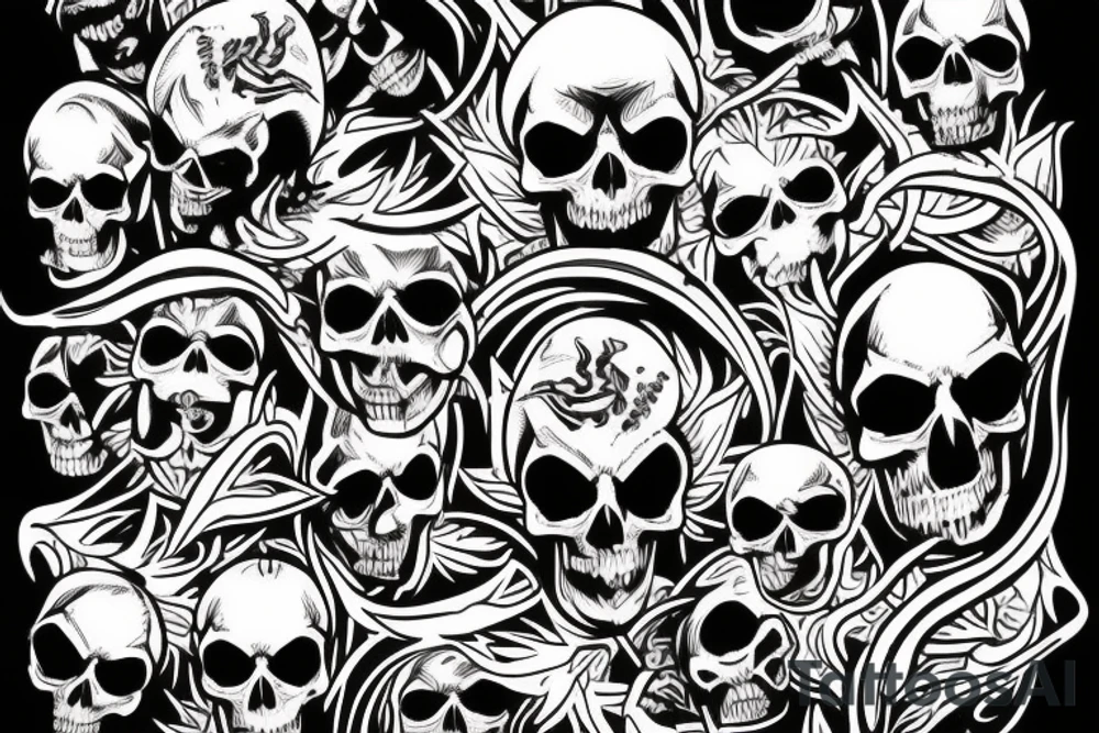Traditional devil with skull tattoo idea