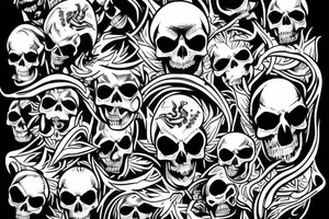 Traditional devil with skull tattoo idea