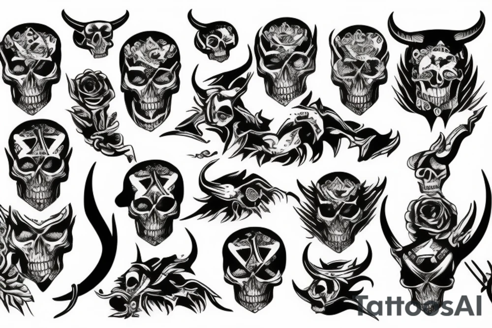 devil with skull tattoo idea