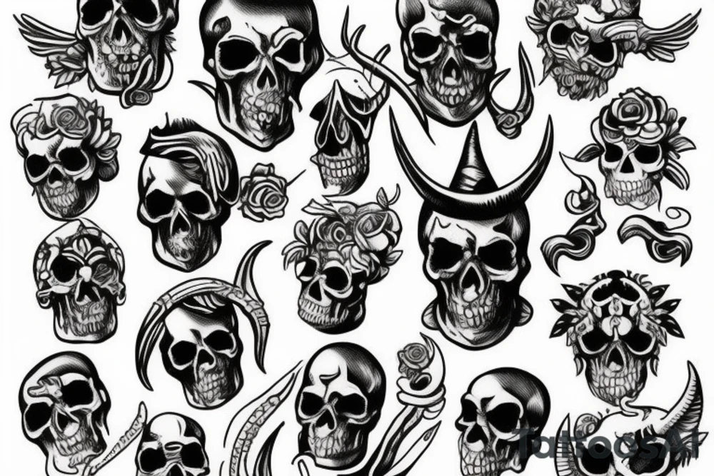 devil with skull tattoo idea