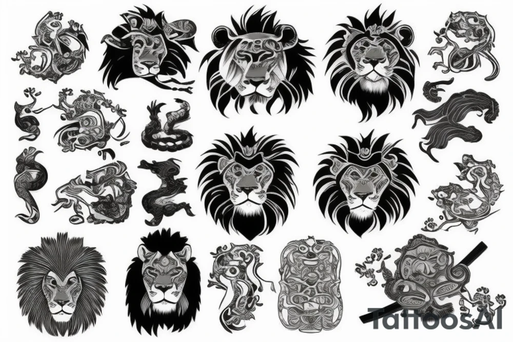 Lion, samurai tattoo idea