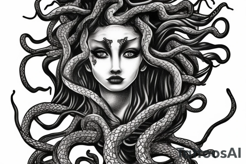 medusa statue tattoo idea