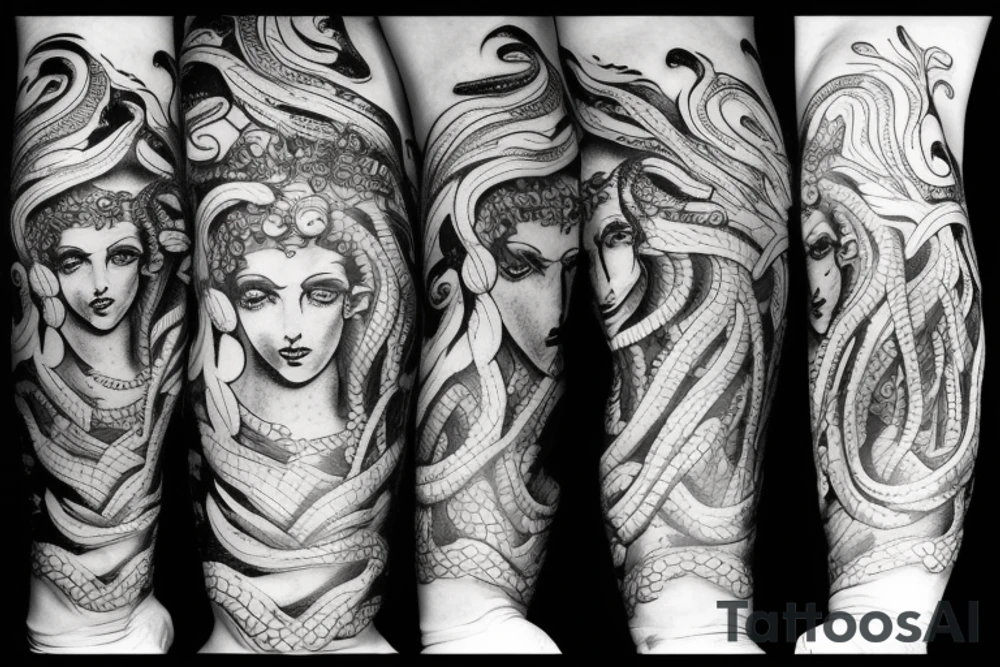 medusa statue tattoo idea