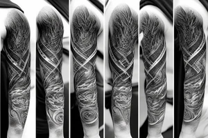 arm sleeve starting on top very dark, gradient to no color with snawflakes falling from top to bottom tattoo idea