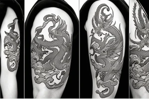a tattoo with elements of stoicism and a dragon with a 'supero omnia' sign tattoo idea