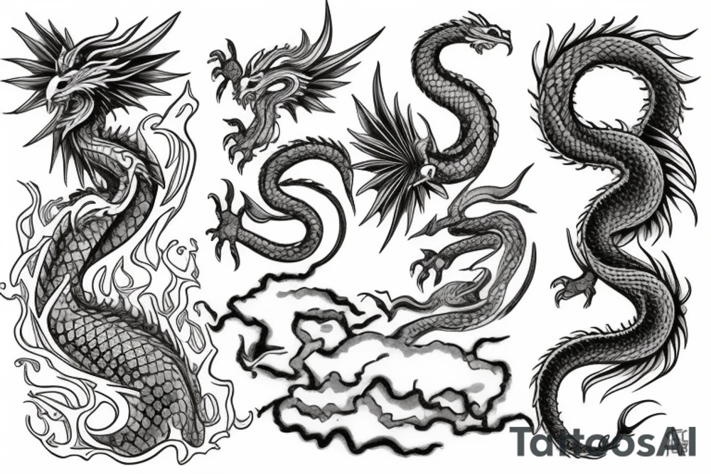 a tattoo with elements of stoicism and a dragon with a 'supero omnia' sign tattoo idea