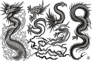 a tattoo with elements of stoicism and a dragon with a 'supero omnia' sign tattoo idea